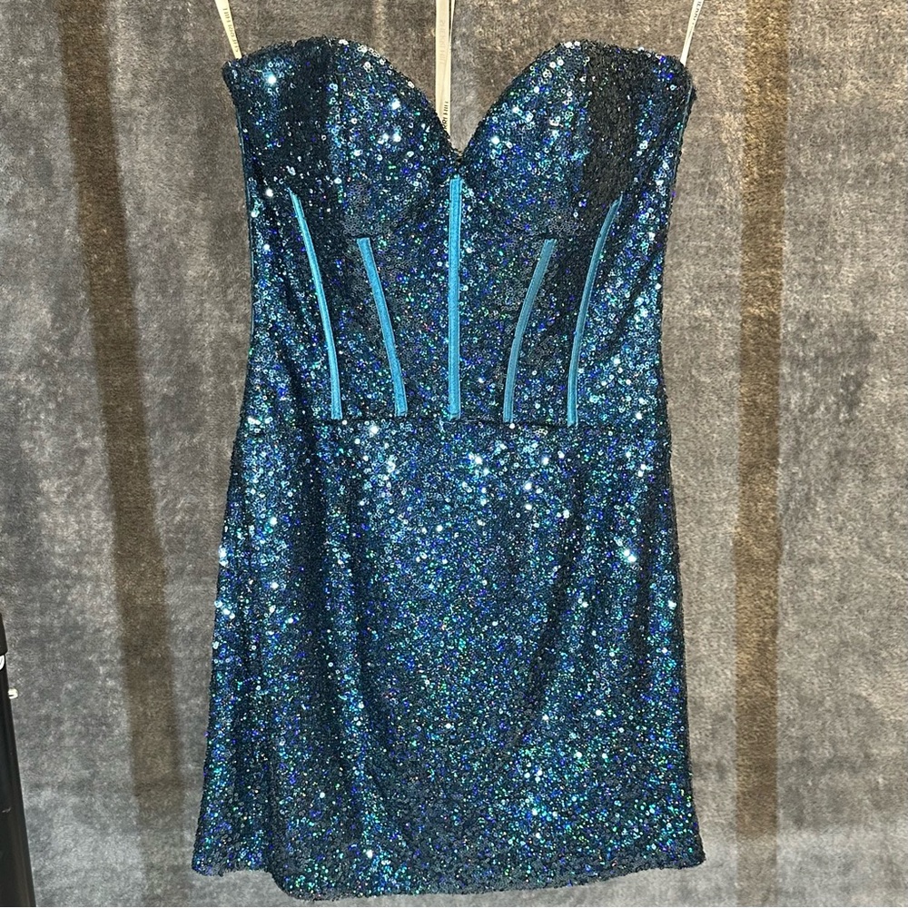 Sherri Hill Strapless Sequin Dress